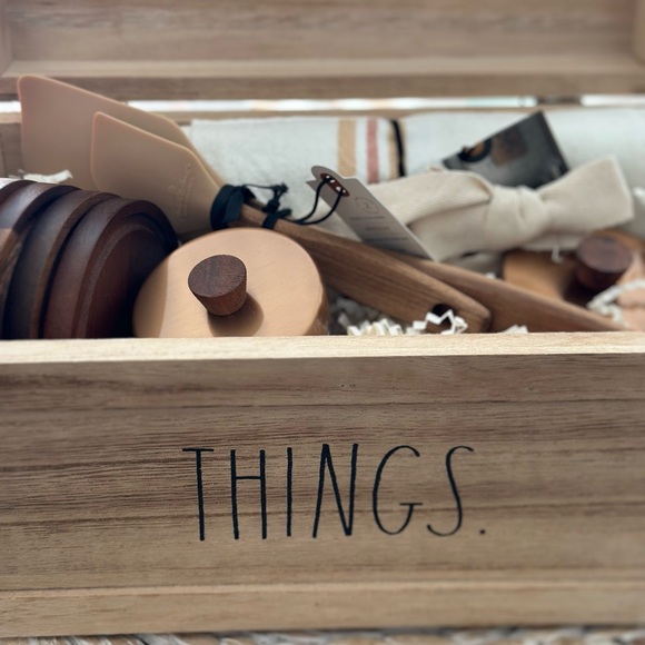 Wooden Storage Box with Lid Includes Magnolia Kitchen and Hosting Items.